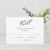 Elegante Typografie | Marsala Wedding RSVP Card Einladung (Stehend Vorderseite)