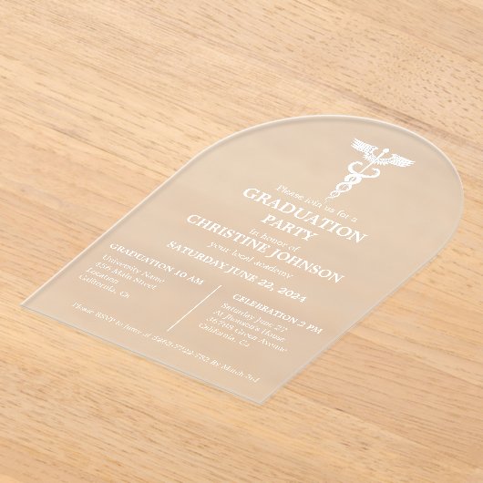 Elegante Typografie Medical School Abschluss Acryleinladungen (Ablage )