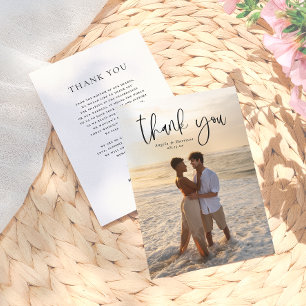 Elegante Typografie Minimal Foto Hochzeit Dankeskarte