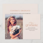 Elegante Typografie Minimalistisch 1-Foto-Abschlus Einladung (Vorne/Hinten)