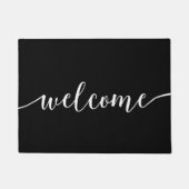 Elegante Typografie Minimalistischer Schwarz-weiße Fußmatte (Vorderseite)