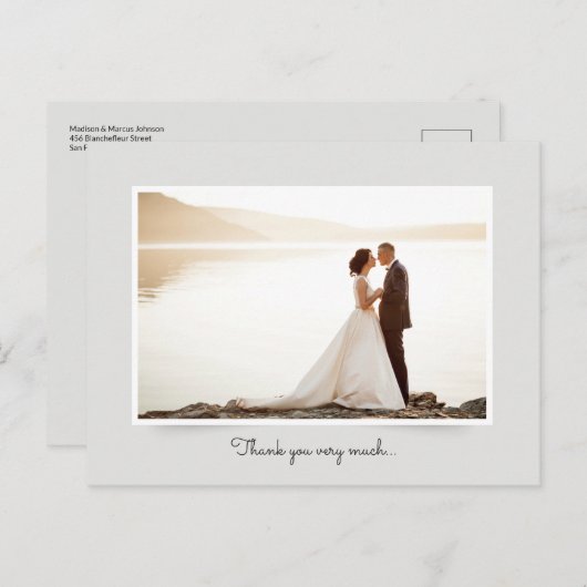 Elegante Typografie mit Foto | Danke Postkarte (Vorne/Hinten)