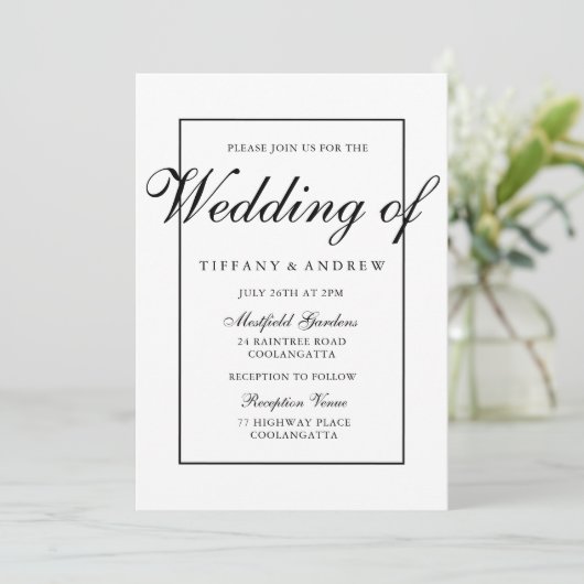 Elegante Typografie Moderne Einladung zur Hochzeit (Stehend Vorderseite)