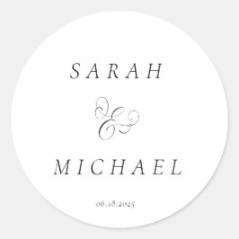 Elegante Typografie Moderne Hochzeit Runder Aufkleber