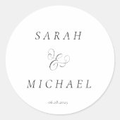 Elegante Typografie Moderne Hochzeit Runder Aufkleber (Vorderseite)