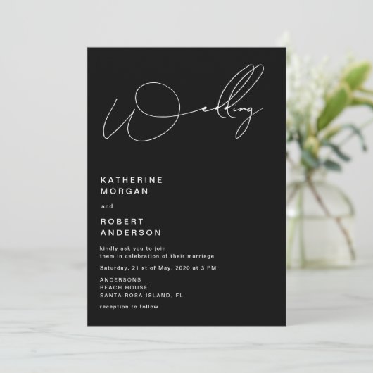 elegante Typografie - Moderne Hochzeitseinladung Einladung (Stehend Vorderseite)