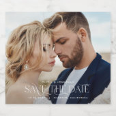 Elegante Typografie Moderne Hochzeitslandschaft Fo Schaumweinetikett (Einzelnes Label)