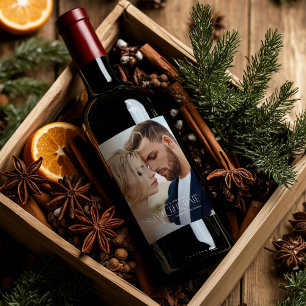 Elegante Typografie Moderne Hochzeitslandschaft Fo Weinetikett