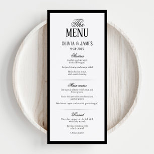 Elegante Typografie Moderne Schwarz-Weiß-Hochzeit Menükarte