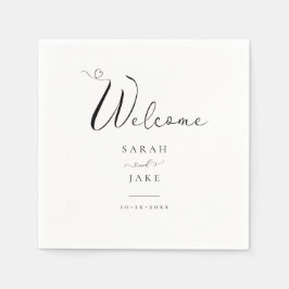 Elegante Typografie: Moderne WELCOME Hochzeitsnapk Serviette