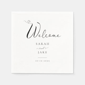 Elegante Typografie: Moderne WELCOME Hochzeitsnapk Serviette