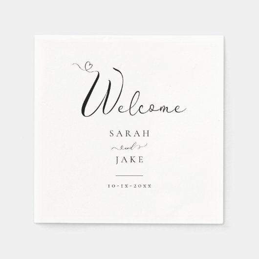 Elegante Typografie: Moderne WELCOME Hochzeitsnapk Serviette (Vorderseite)