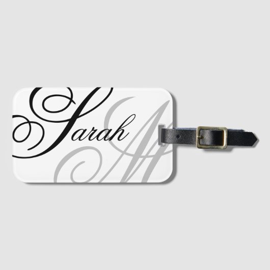 Elegante Typografie Monogram Gepäckanhänger (Vorderseite (Horizontal))