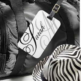 Elegante Typografie Monogram Gepäckanhänger