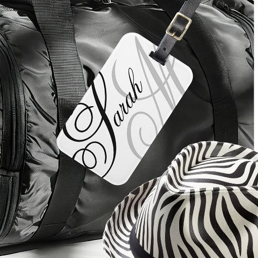 Elegante Typografie Monogram Gepäckanhänger
