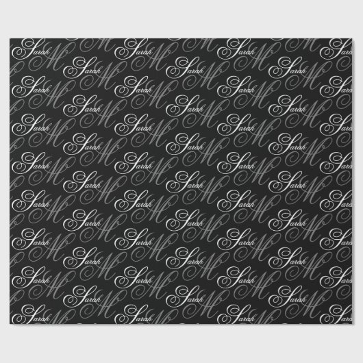 Elegante Typografie Monogram Geschenkpapier (Flach)