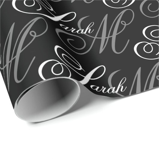 Elegante Typografie Monogram Geschenkpapier (Rolleneckpunkt)