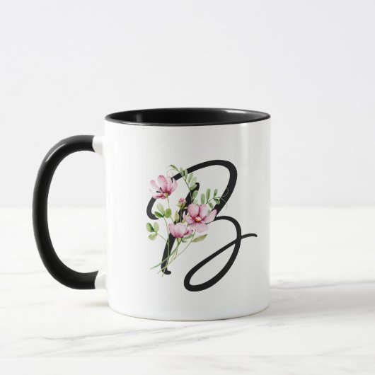 Elegante Typografie Monogram Initial B Floral Tasse (Links)
