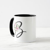 Elegante Typografie Monogram Initial B Floral Tasse (Vorderseite Links)