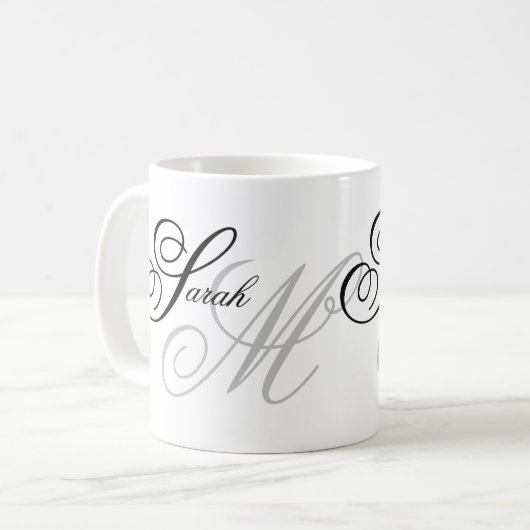 Elegante Typografie Monogram Kaffeetasse (Vorderseite Links)
