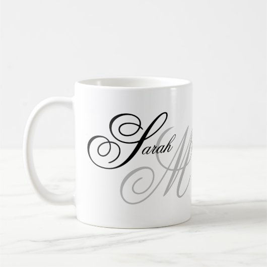 Elegante Typografie Monogram Kaffeetasse (Links)