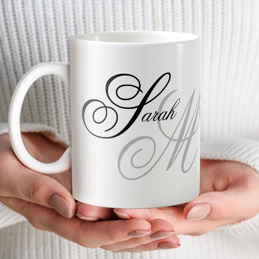 Elegante Typografie Monogram Kaffeetasse