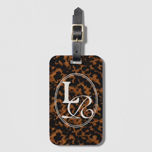 Elegante Typografie Monogram Tortoise-Muschel Gepäckanhänger (Vorderseite Vertikal)