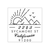 Elegante Typografie Mountain Sunset Rücksendeadres Gummistempel (Prägung)