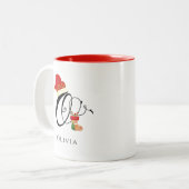 Elegante Typografie Name Anfangsbuchstabe O Weihna Zweifarbige Tasse (Vorderseite Links)