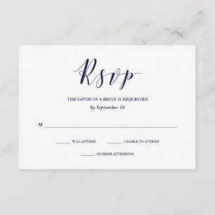 Elegante Typografie   Navy Blue Wedding RSVP Karte
