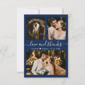 Elegante Typografie Navy Foto Collage Vielen Dank Dankeskarte (Vorderseite)