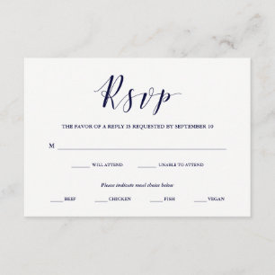 Elegante Typografie Navy UAWG with Meal Choice RSVP Karte