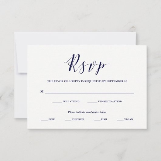 Elegante Typografie | Navy UAWG with Meal Choice RSVP Karte (Vorderseite)