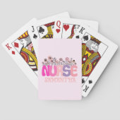 Elegante Typografie "Nurse" mit pulsierender Blüte Spielkarten (Rückseite)