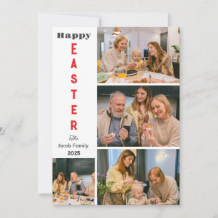 Elegante Typografie Osterfamilie Foto Collage Feiertagskarte