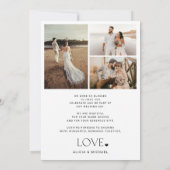 Elegante Typografie-Overlay-Foto-Collage Hochzeit Dankeskarte (Rückseite)