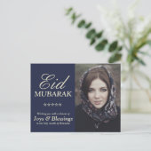 Elegante Typografie Personalisiert Eid Mubarak Fot Postkarte (Stehend Vorderseite)