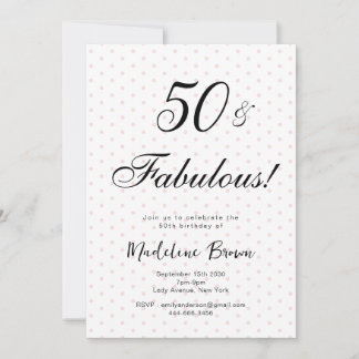 Elegante Typografie Pink Black Dots 50. Geburtstag Einladung