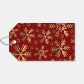 Elegante Typografie Red Gold Weihnachtsschneeflock Geschenkanhänger (Rückseite Horizontal)