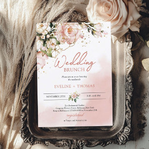 Elegante Typografie Rosa-Boho-Hochzeitsbrunch Einladung