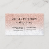 Elegante Typografie Rose Gold Glitzer Marmor Visitenkarte (Rückseite)