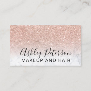 Elegante Typografie Rose Gold Glitzer Marmor Visitenkarte