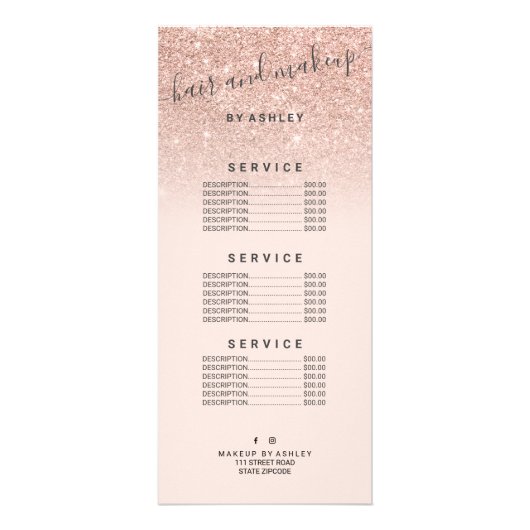 elegante Typografie Rose Gold Glitzer ombre Werbekarte (Vorne)