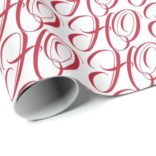 Elegante Typografie rot weiß HO HO HO HO Geschenkpapier (Rolleneckpunkt)