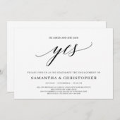 Elegante Typografie sagte sie ja Verlobung Einladung (Vorne/Hinten)