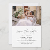 Elegante Typografie Save the Date Foto Minimalisti (Rückseite)