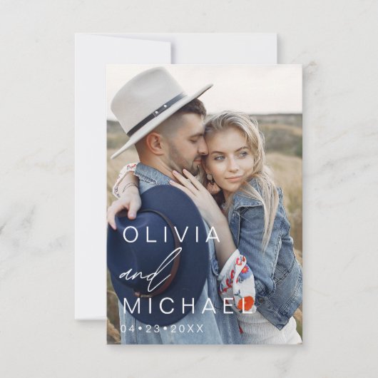 Elegante Typografie Save the Date Foto Minimalisti (Vorderseite)