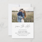 Elegante Typografie Save the Date Foto Minimalisti (Rückseite)
