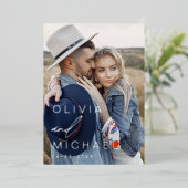 Elegante Typografie Save the Date Foto Silver Folieneinladung (Stehend vorne)