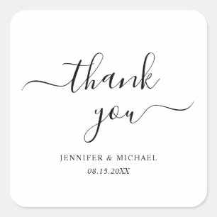 Elegante Typografie-Schriftart Danke Modern Einfac Quadratischer Aufkleber